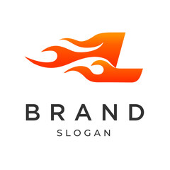 logo for company, Logo Letter L Fire Flame, simple flat and minimalist, symbolic