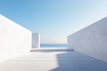 Abstract 3d rendering minimalist style architectural space scene,