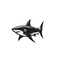 Obraz premium Shark silhouette vector design full black and white. Shark logo, icon design. shark black silhouette isolated on white background.