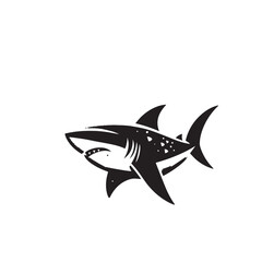 Fototapeta premium Shark silhouette vector design full black and white. Shark logo, icon design. shark black silhouette isolated on white background.