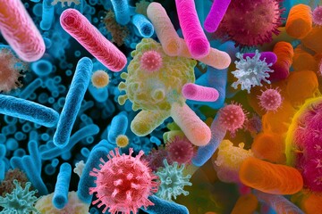 Fototapeta premium viruses, bacteria, atoms, molecules and microscopic organisms, microbiology