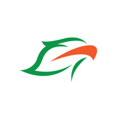 Fototapeta premium a combination of a leaf in the shape of a bird's head with a large beak logo vector