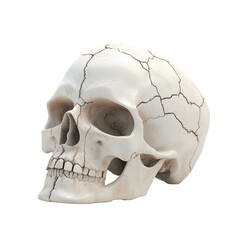 Obraz premium A white skull with a broken face