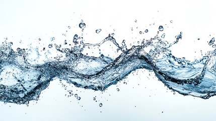 A dynamic splash of clear water, illustrating movement and fluidity against a bright background, perfect for design use.