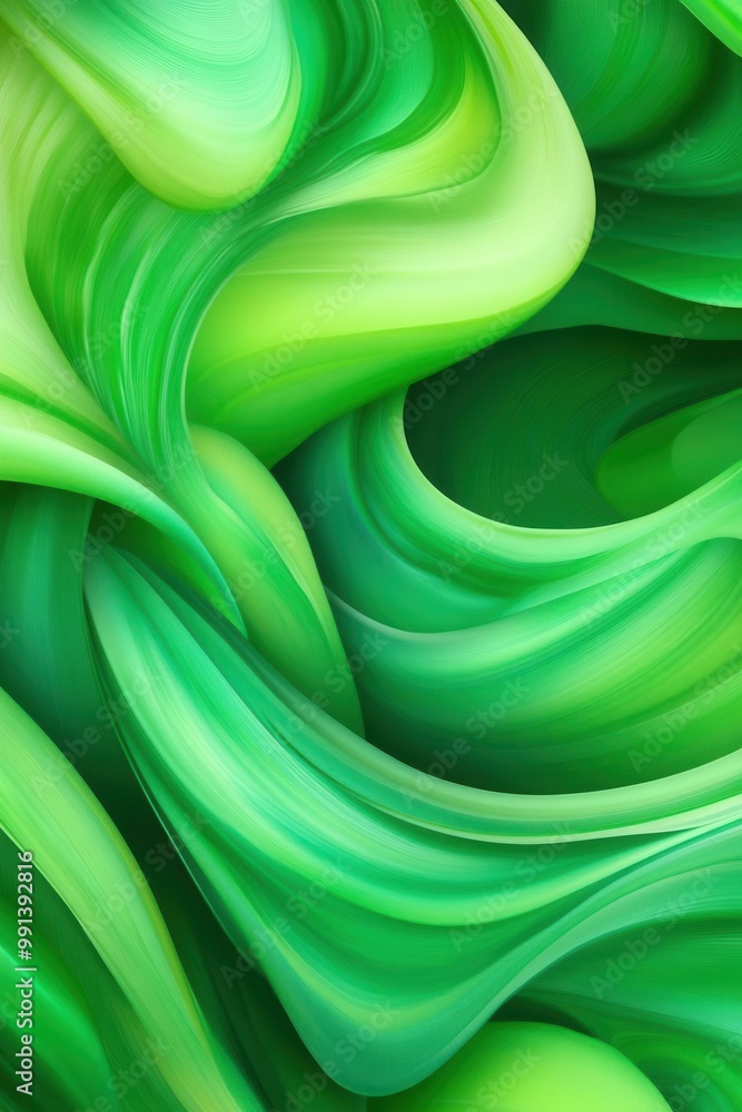 Poster organic green lines twist and flow in a seamless abstract pattern