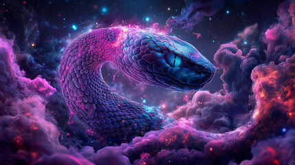 Abstract Snake with neon Patterns And Vibrant