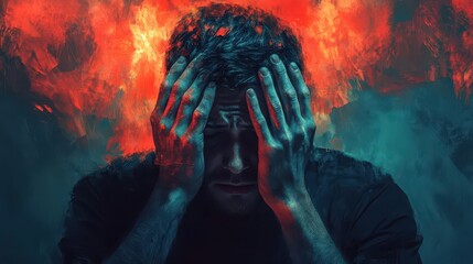 An image of a person who lost their business, failed, and faced intense competition, showing feelings of discouragement and depression, in hyperrealistic style
