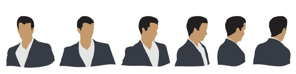 Conceptual human head isolated on white background as abstract avatar as a set or collection banner for social design concept. Human closeup anonymous faces head shot for human character illustration