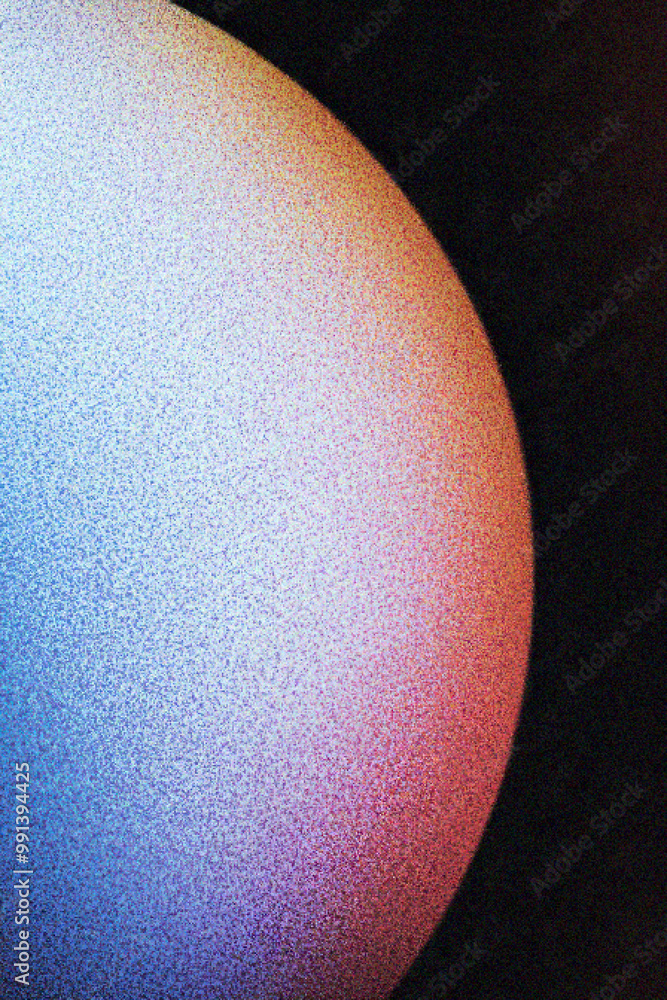Poster grainy gradient background, a close-up abstract image of a textured sphere with vibrant color gradie