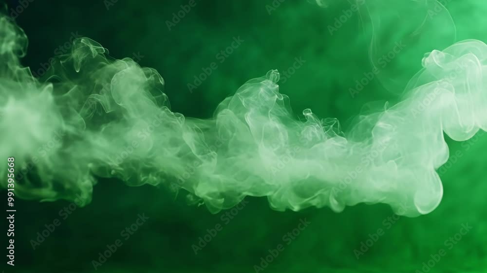 Poster white smoke is forming on a green screen background, making it ideal for compositing and visual effe