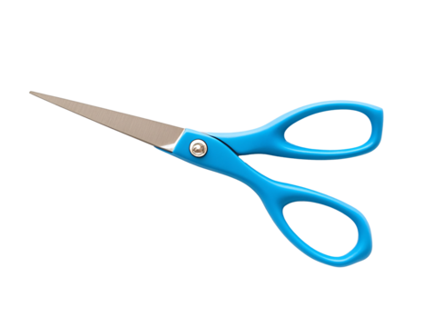 a blue scissors with a handle