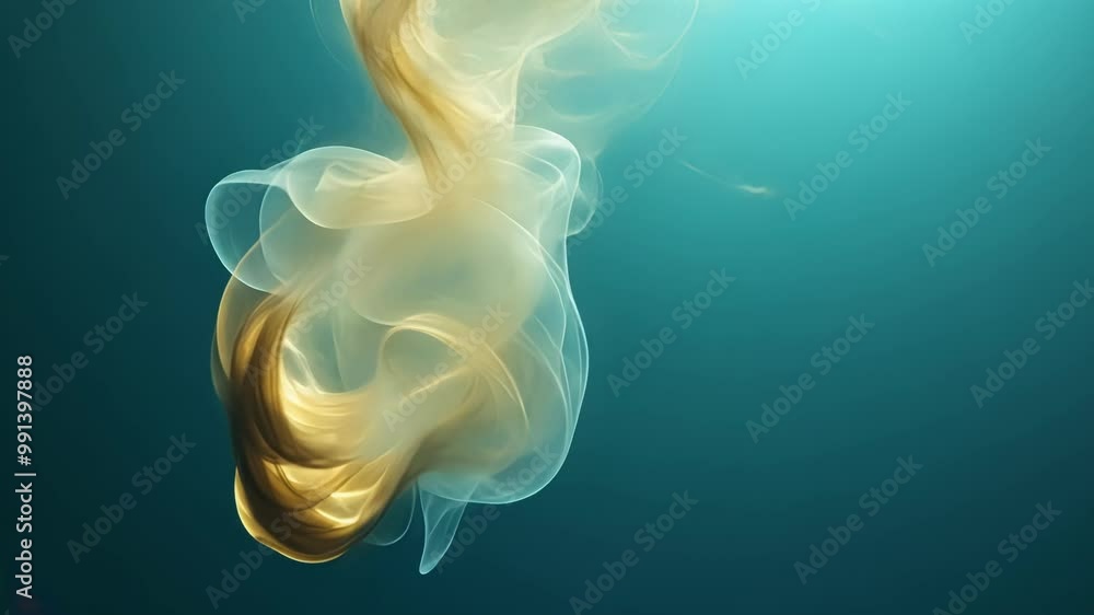 Poster yellow and white smoke swirling together, creating a mesmerizing and abstract visual with a sense of