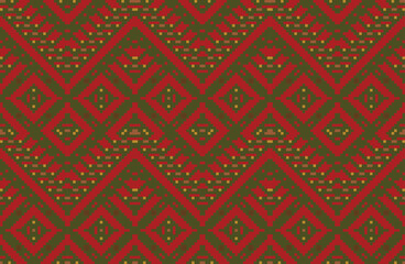 Repeating Pattern Ikat Quilt Patternfolk Embroidery, Aztec Geometric Ornament Print. Design for Carpet, Wallpaper, Clothing, Wrapping, Fabric