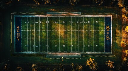 A minimal flat lay of a football field viewed from above with game strategies drawn in simple arrows and shapes Large space for text in center Stock Photo with copy space