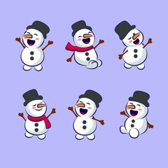set of olaf snowman collection set isolated vector IIlustrations