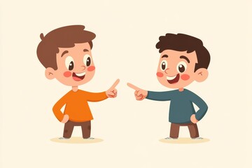 Playful Flat Vector Illustration of Characters with Funny Expressions