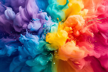 Fototapeta premium A colorful explosion of smoke with a rainbow of colors