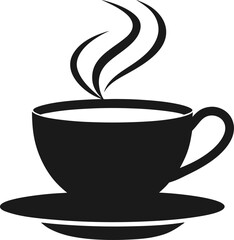 A Tea Cup silhouette vector art and icon black color illustration design, hot tea cup home decor item.