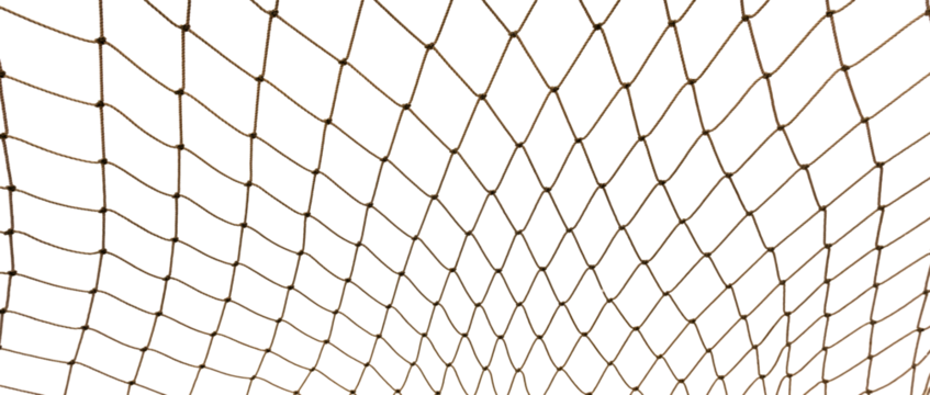 Football or tennis net. Rope mesh on a white background close-up