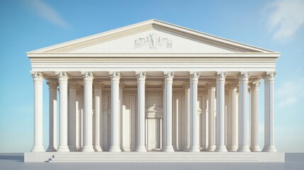 Obraz premium Bank edifice in 3D, featuring classical architecture with pillars, resembling a museum or government building.