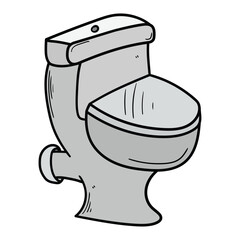 Hand drawn cartoon toilet bowl on white background.