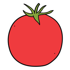 Hand drawn cartoon tomato on white background.