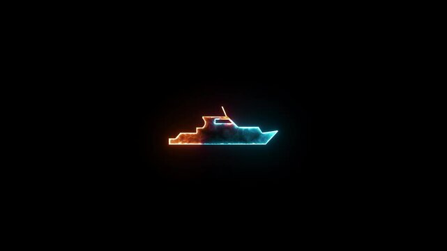 Speeb boat symbols icon glow neon fire symbol animation