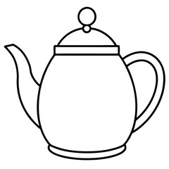 Fototapeta premium Simple Outline of a Teapot With Rounded Body, Spout, and Lid Design for Creative Use on a White Background