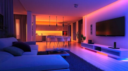 Smart home automation system controlling lighting, security, heating, and appliances through voice commands