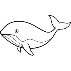 Obraz premium Simple Whale Drawing on a White Background