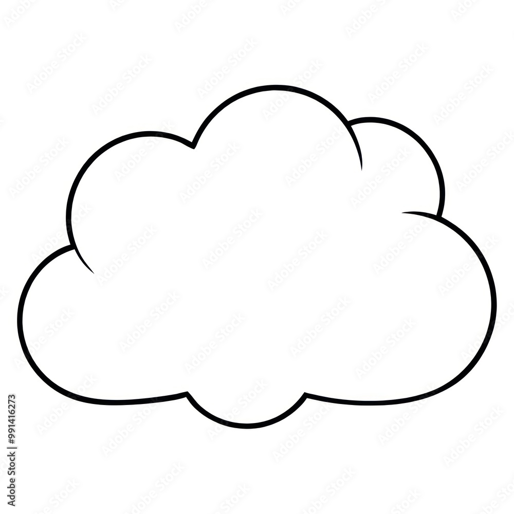 Poster simple outline of a cloud in a minimalist style suitable for various artistic projects on a white ba