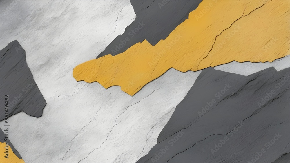 Poster abstract black yellow background like a wall pattern with lumpy paint, grey white background for you