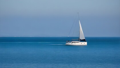 Fototapeta premium yacht in the sea with white sky background Generative AI