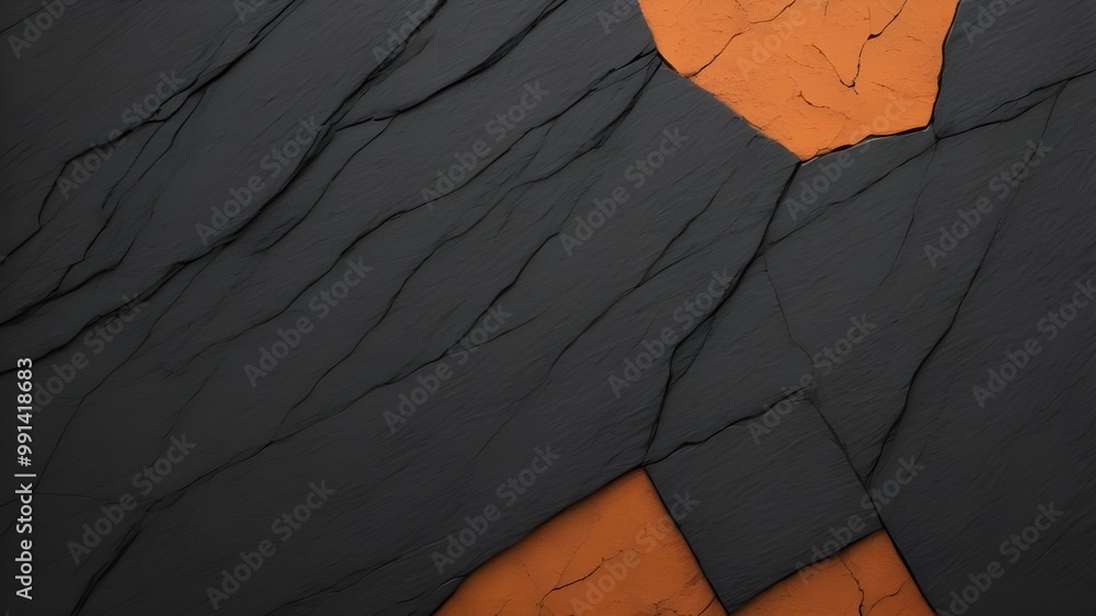 Poster abstract black orange background like a wall pattern with lumpy paint, black orange background for y