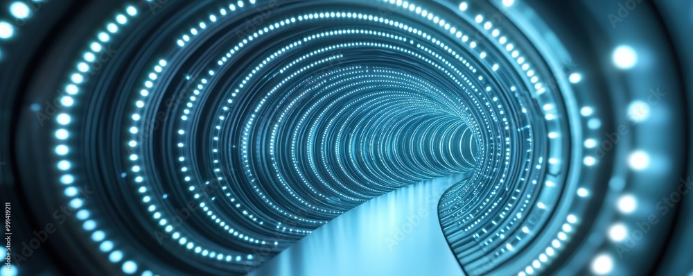 Aufkleber a futuristic tunnel illuminated by glowing blue lights, creating a mesmerizing path through a digita