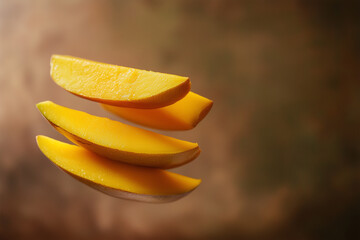 Mango Scheibe auf warmen Hintergrund Studio Shot