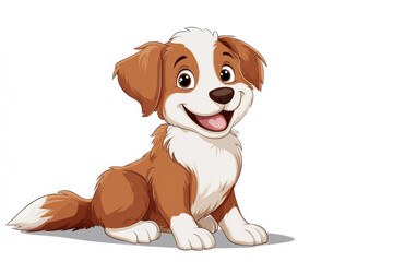 Cute and Playful Dog Cartoon on White Background