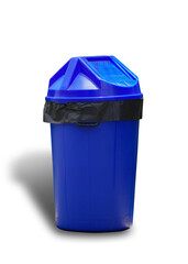 blue garbage bin isolated on white background this has clipping path.