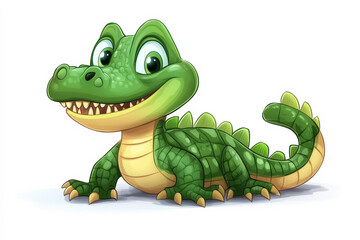 Fototapeta premium Happy Crocodile Cartoon Illustration for Jungle-Themed Designs