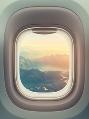 Fototapeta premium An airplane window view showing a breathtaking aerial landscape, and mountain ranges, vibrant natural scenery