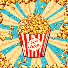 Illustration of popcorn on the abstract background.