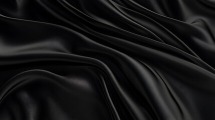 Obraz premium Close-up of black fabric with smooth, elegant, flowing, and soft waves.