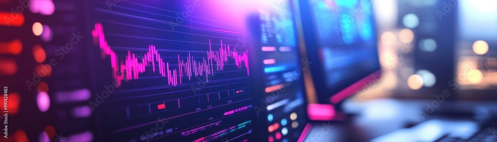 Aufkleber data analytics with vibrant graphs, cozy tech setup.