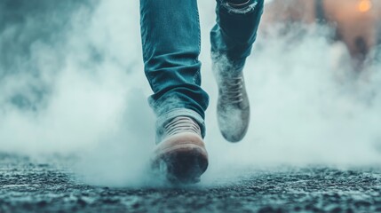 Person Stomping Away from Heated Conversation