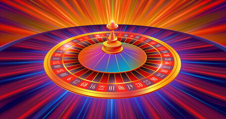 roulette wheel and casino with glowing background