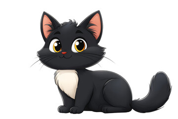 Funny and Playful Kitten Cartoon Character on White Background