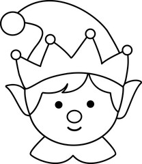 Cute Christmas elf head outline.
Isolated cute christmas elf head coloring drawing vector.
Cute Christmas elf face outline.