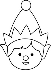 Cute Christmas elf head outline.
Isolated cute christmas elf head coloring drawing vector.
Cute Christmas elf face outline.