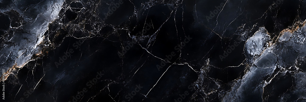 Poster abstract black marble texture with intricate veins and patterns.