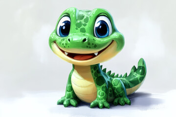 Obraz premium Happy Cartoon Crocodile with a Friendly Smile